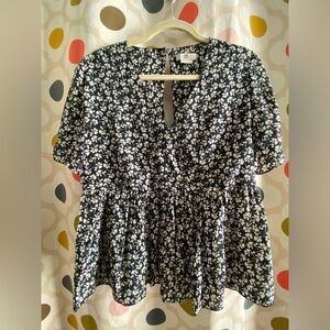 Orla Kiely Leaf Print Silk Peplum Blouse